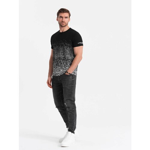 Ombre Men's gradient print cotton t-shirt - black Slike