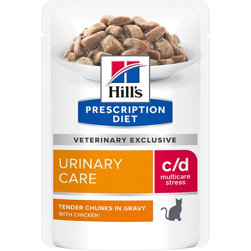 Hill’s 10 + 2 gratis! 12 x 85 g Hill’s Prescription Diet - Diet c/d Multicare Stress Urinary Care s piletinom