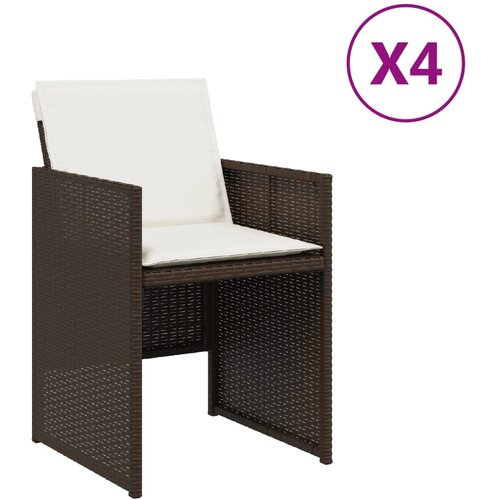 vidaXL Vrtni stoli z blazinami 4 kosi rjav poli ratan, (21143060) Cene