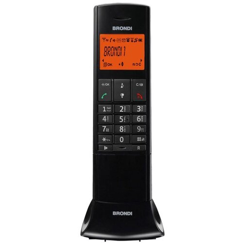 Brondi Telefon bežični, alfanumerički display, DECT GAP - Lemure, Black Slike