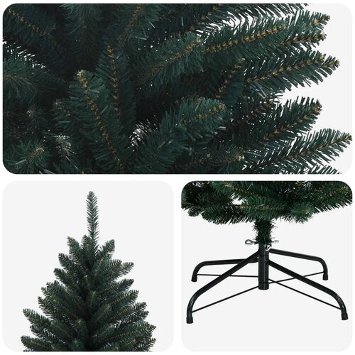  Umjetno božićno drvce s nogom 240 cm PVC Tamnozelena - Tamnozelena &amp;Oslash; 120 x 240 cm bez LED svjetala Slike