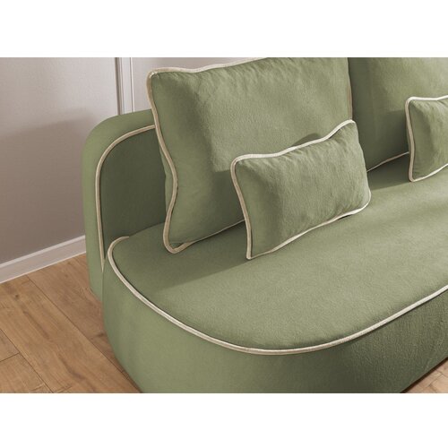 Ropez Kaki zelena/bež bar&amp;scaron;unasti sklopiva/s prostorom za odlaganje sofa 210 cm Saga &amp;ndash; Slike