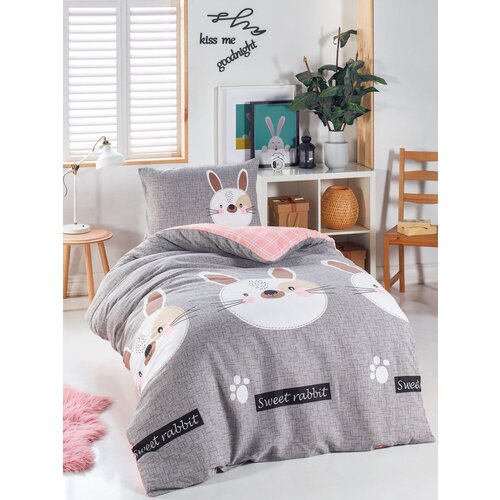 Hanah home set Single posteljine Tavşancık, 140x200cm, Sivi Slike
