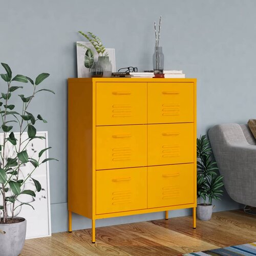 VidaXL Omarica s predali gorčično rumena 80x35x101,5 cm jeklo Slike
