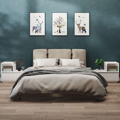  Noćni ormarići 2 kom bijeli 60x34x51 cm od masivne borovine Slike