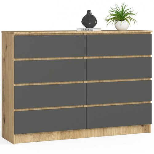 AKORD KOMODA K140 8SZ CLP OAK ARTISAN / SIVA, (21703115) Slike