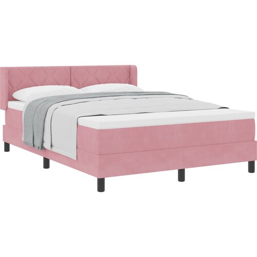 vidaXL Box spring krevet Ružičasta 190 x 140 cm Baršun - Ružičasta 140 x 190 cm Dizajn s rombovima Cene