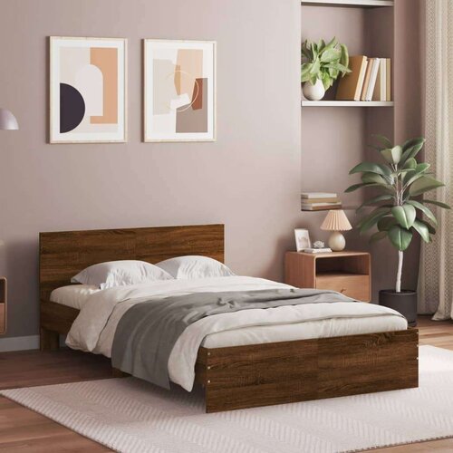 VidaXL Okvir kreveta s uzglavljem boja hrasta 135x190 cm Slike