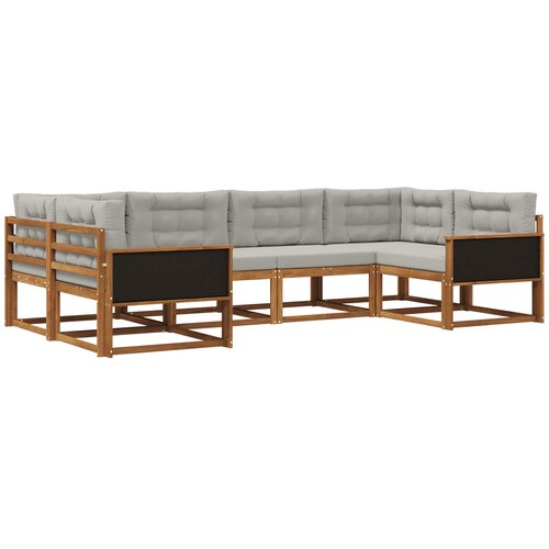 vidaXL Zunanja garnitura za sedenje 6 pcs Naravna in svetlo siva, (5000281263) Cene