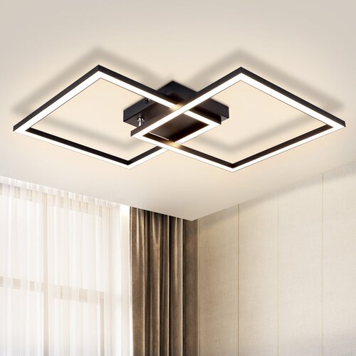 Nettlife LED stropna svetilka 24W, toplo bela 3000K, moderna črna za dnevno sobo, kuhinjo, spalnico, kvadratna za hodnik, (22110693) Cene