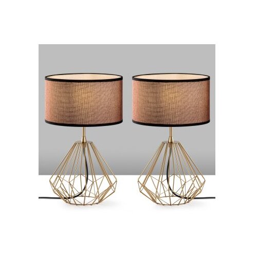 Opviq Set stolnih lampi Diamond-S-713, 25x25x43 cm, IP20, 2 komada, Smeđe-zlatna boja Slike