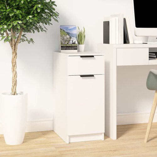 VidaXL Omarica za pisalno mizo bela 33,5x50x75 cm konstruiran les Slike