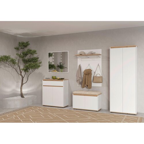 CARRYHOME GARDEROBNA OMARA bela, hrast artisan Slike
