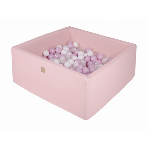 MeowBaby Square Ball Pool, 90x90x40 cm z 200 žogami, bombaž, roza: bela/pastelno roza/prozoren, (21333742) Cene