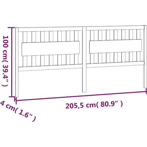  Uzglavlje za krevet boja meda 205,5x4x100 cm masivna borovina Slike
