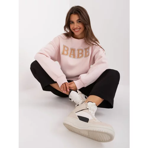 Fashion Hunters Light pink hoodie with inscription