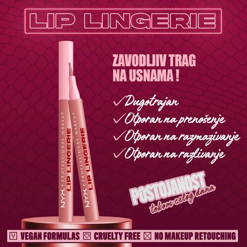 NYX Professional Makeup Lip Lingerie flomaster za ustnice za dolgoobstojen učinek odtenek 07 Cuff Me 1 ml Slike
