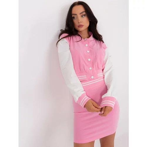 Fashion Hunters Pink casual set with baseball sweatshirt