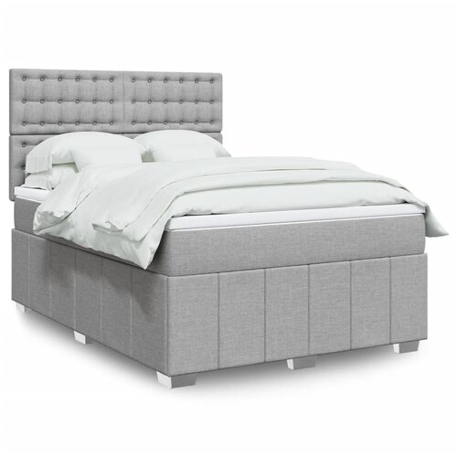 vidaXL Box spring posteljni z vzmetnico svetlo siv 140x190 cm blago Cene
