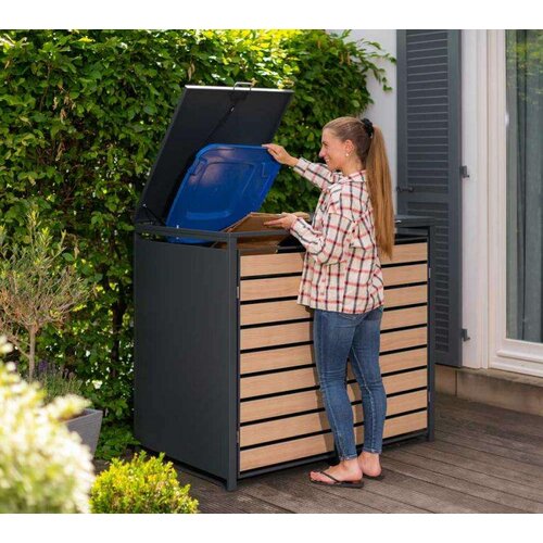  Westman - Spremi&scaron;te za 2 kante za smeće Lacina | 2x240L | Izgled antracit/drvo | 80x132x116 cm - BRANDED IN GERMANY Cijene