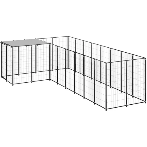 vidaXL kavez za pse crni 6,05 m² čelični