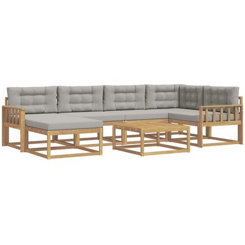  Set vanjskih sofa 7 kom. Bijela i svjetlosiva Slike