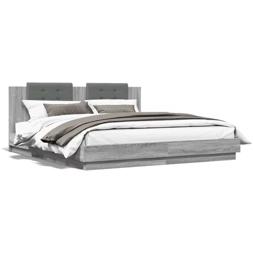 vidaXL Okvir za krevet s uzglavljem boja hrasta 200x200 cm drveni
