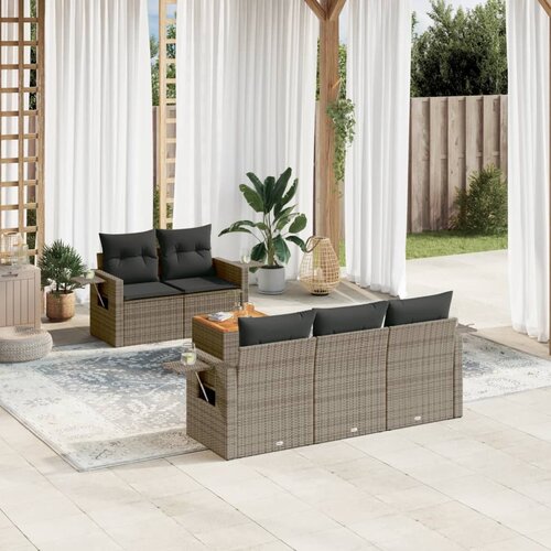 vidaXL 6-dijelni set vrtnih sofa od poliratana s jastucima sivi Cijene
