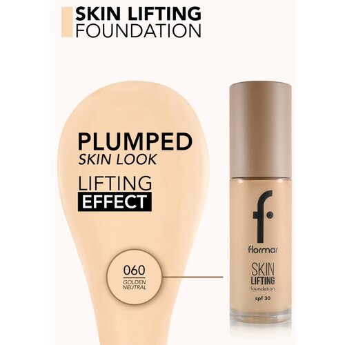 Flormar Skin Lifting Foundation vlažilni tekoči puder SPF 30 odtenek 060 Golden Neutral 30 ml Slike