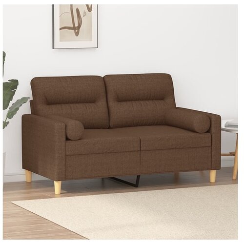 vidaXL Kavč dvosed z blazinami rjav 120 cm blago Cene
