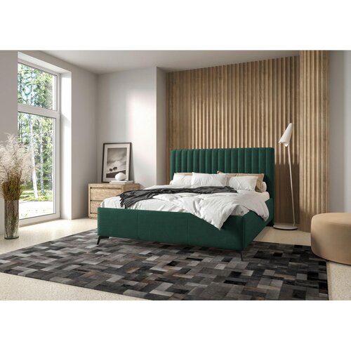 Hom`in OBLAZINJENA POSTELJA 160 cm x 200 cm , tekstil gozdno zelena Slike