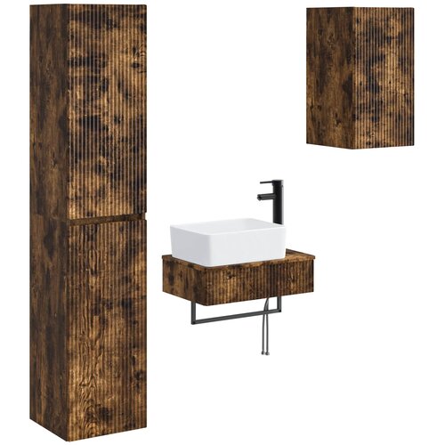  Set namje&amp;scaron;taja za kupaonicu 3 kom. Dimljeni hrast Smeđa 33 x 34.5 x 160 cm Slike