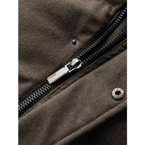 Ombre Men&amp;#039;s long warm parka jacket with wool - dark grey melange Slike