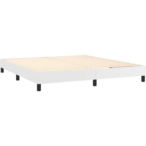  Box spring s madracem LED bijeli 180x200 cm umjetna koža Slike