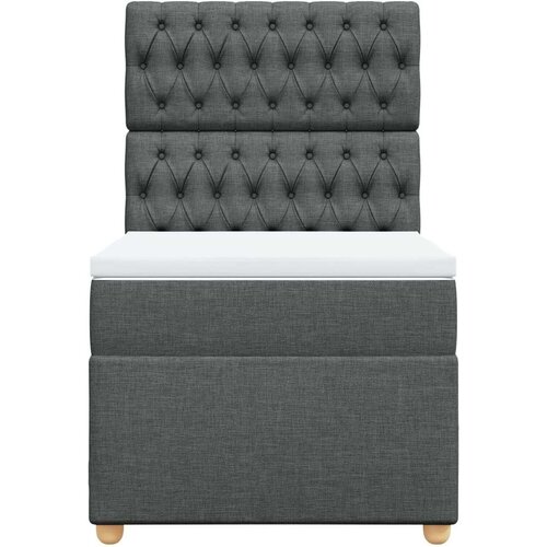 VidaXL Krevet s oprugama i madracem tamnosivi 100 x 200 cm od tkanine Slike