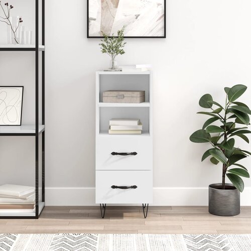 vidaXL Komoda visok sijaj bela 34,5x34x90 cm inženirski les Cene