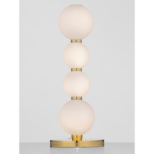 Nova Luce Bela/v zlati barvi kovinska LED namizna svetilka s steklenim senčilom (vi&amp;scaron;ina 31 cm) Perla &amp;ndash; Slike