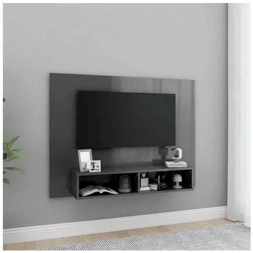  Stenska TV omarica visok sijaj siva 120x23,5x90 cm iverna pl.