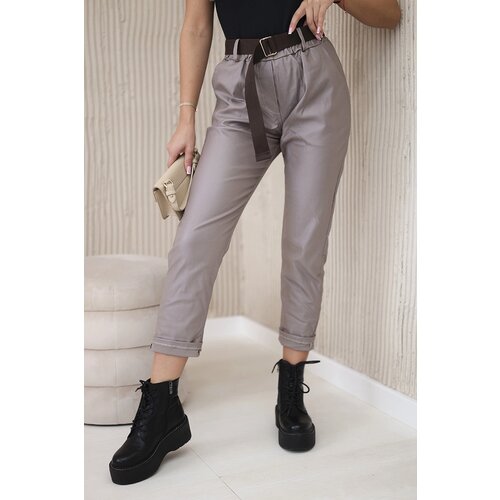 Kesi Włoski Waxed trousers with a belt fango Slike
