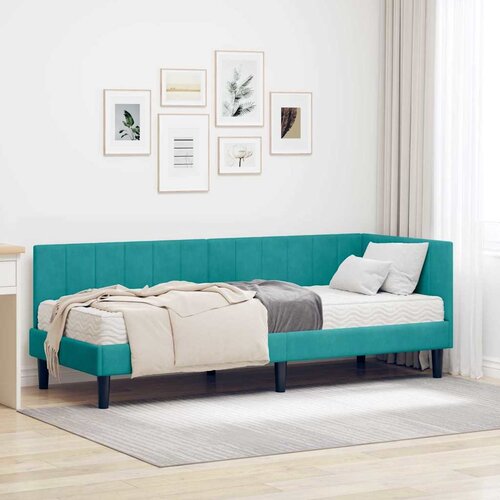 vidaXL Kutni okvir kreveta s madracem Tirkizna 80 x 200 cm Baršun Cene
