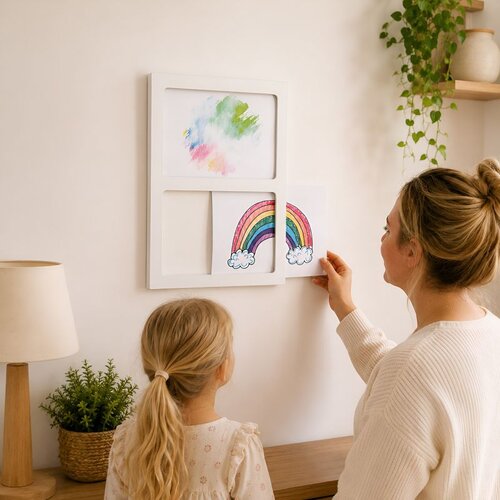 Wallxpert ram za dečije crteže ART-FR-200 sa 2 polja, 34 x 47 cm, beli Slike