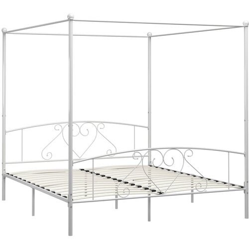 Maison Chic Posteljni okvir - Dvoposteljna postelja - Zakonska postelja z ogrodjem za baldahin bel kovinski 180x200 cm -J5682, (21775477) Cene