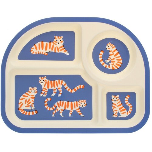 Rex London Plavi/bež plastičan dječji tanjur 21x27 cm Tiger &ndash; Cijene