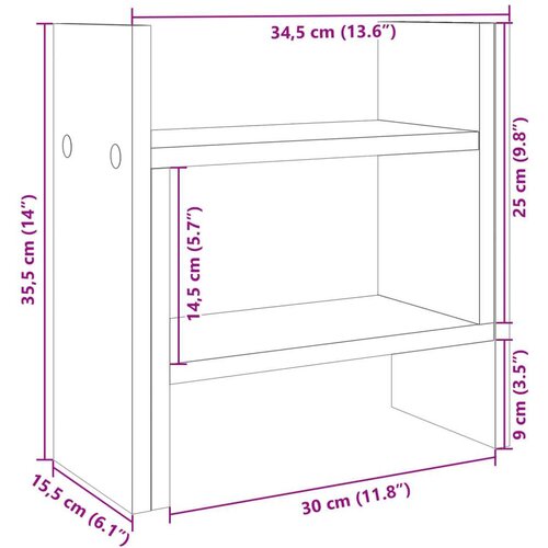  Organizator za stol boja hrasta 34 5 x 15 5 x 35 5 cm drveni Slike