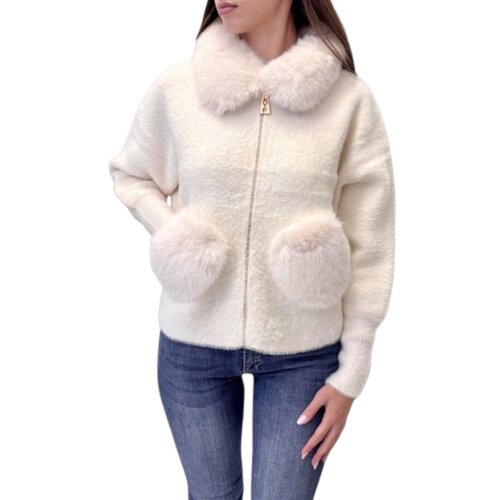 Ayfee Pla&amp;scaron;či GIACCA COLLO PELLICCIA CAM25275 Bela Slike