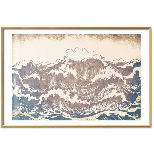  Plakat - Giant Waves 90x60 Zlatni okvir s margom Slike