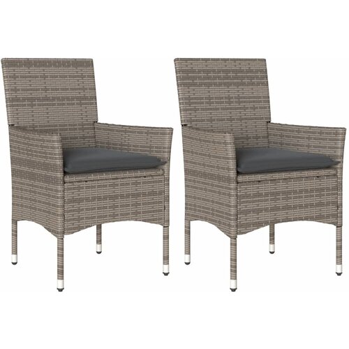 Maison Chic Vrtni stoli - Stol za vrt z blazinami 2 kosa siv poli ratan JS2151, (21876891) Slike