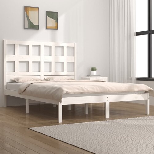 vidaXL Okvir za krevet od masivne borovine bijeli 140 x 190 cm Cijene