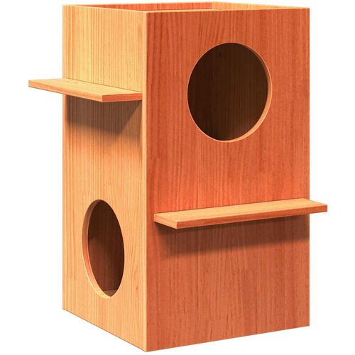 VidaXL Kuća za mačke vo&amp;scaron;tano smeđa 43x43x60 cm od masivne borovine Slike