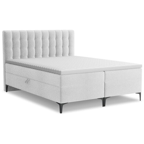 Makamii Boxspring postelja s prostorom za shranjevanje 160x200 cm v srebrni barvi Puhala – Cene
